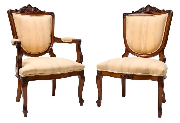 Exquisite Craftsmanship Antique Biedermeier Chairs with Fabric and Wood